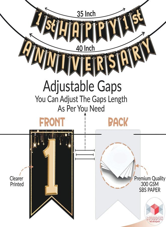 Wobbox Happy Anniversary Bunting Banner Black & Copper Gold Text with Hanging Stars 1st Year Happy Anniversary, Anniversary Decoration for Home, Happy Anniversary Decoration Item, - Image 3
